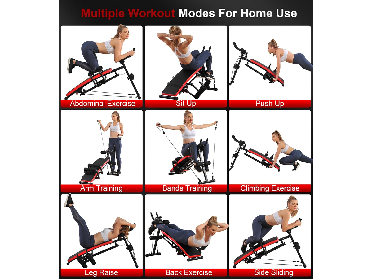 Ab Workout Machine Fitness Bench with LCD Monitor