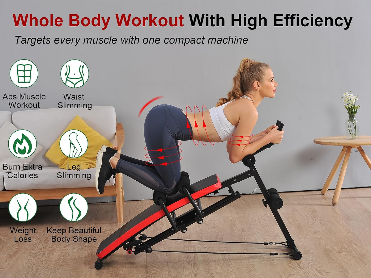 Ab Workout Machine Fitness Bench with LCD Monitor