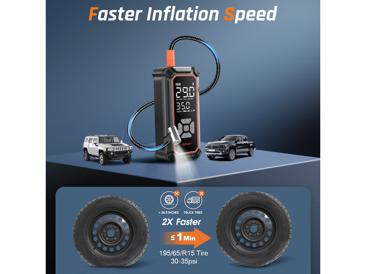 Cordless Tire Inflator 160 PSI Portable Air Compressor with 3000mAh Battery