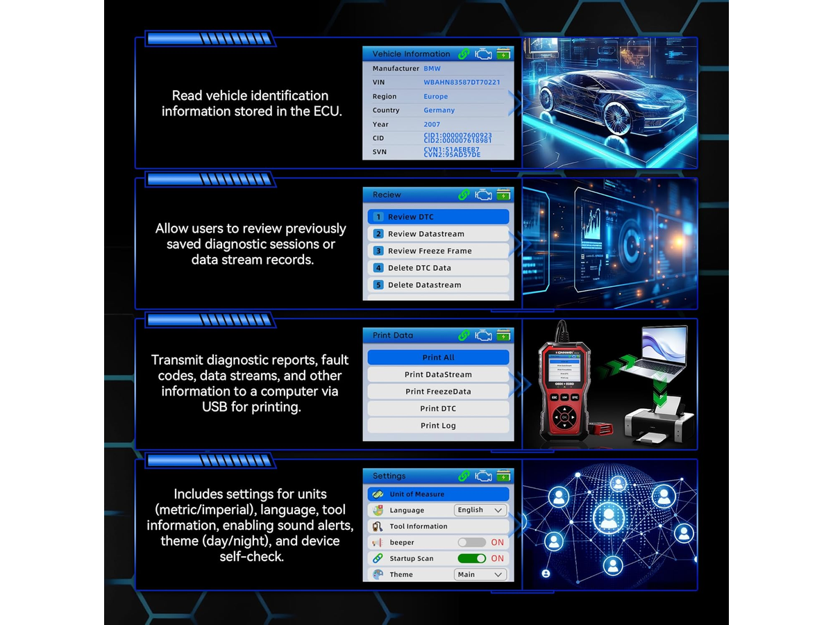 KONNWEI KW330 OBD2 Scanner Car Diagnostic Tool with Battery Test & Engine Fault Code Reader