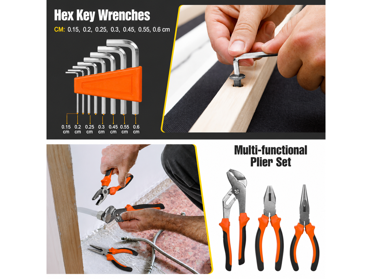 Socket Wrench Repair Tool Set 171 Piece Mechanic Hand Tool Kit with Storage Case