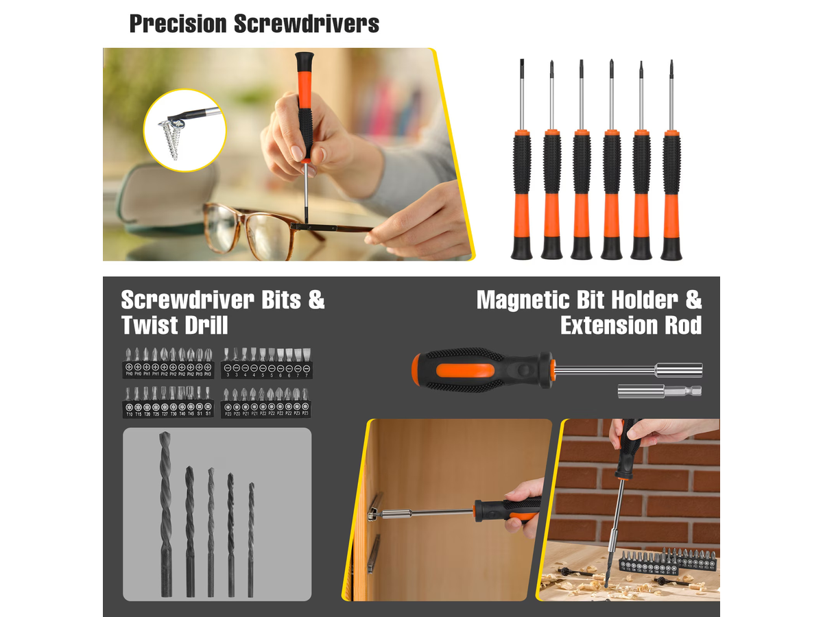 Socket Wrench Repair Tool Set 171 Piece Mechanic Hand Tool Kit with Storage Case