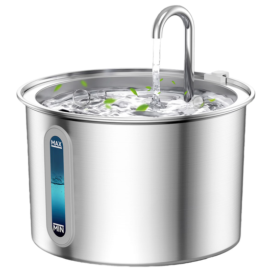 Stainless Steel Cat Water Fountain - 2L Water Dispenser with Dual Filter System
