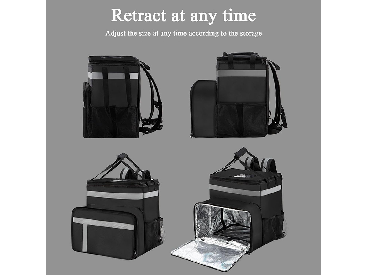 Insulated Food Delivery Backpack Expandable Leakproof Waterproof Delivery Bag for Pizza