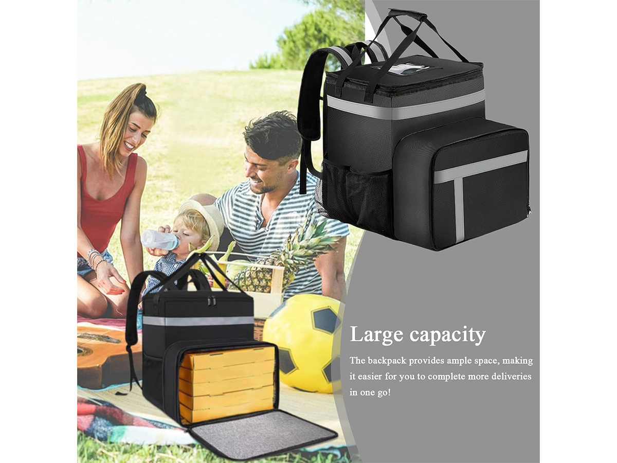 Insulated Food Delivery Backpack Expandable Leakproof Waterproof Delivery Bag for Pizza