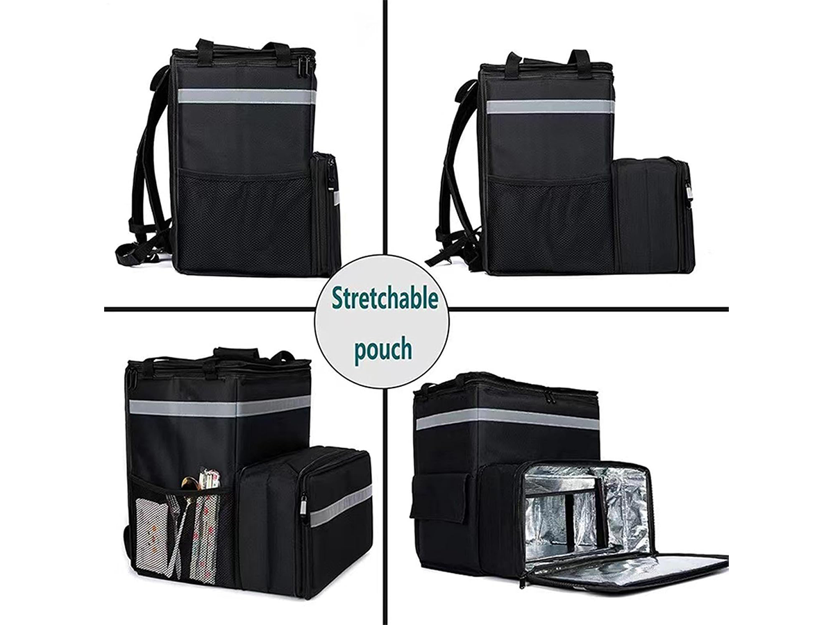 Insulated Food Delivery Backpack Expandable Leakproof Waterproof Delivery Bag for Pizza