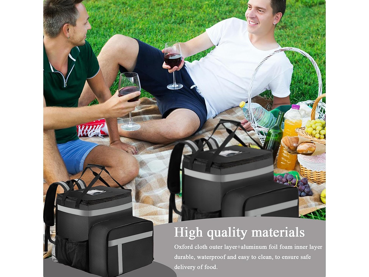 Insulated Food Delivery Backpack Expandable Leakproof Waterproof Delivery Bag for Pizza