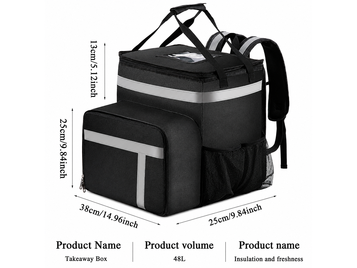 Insulated Food Delivery Backpack Expandable Leakproof Waterproof Delivery Bag for Pizza