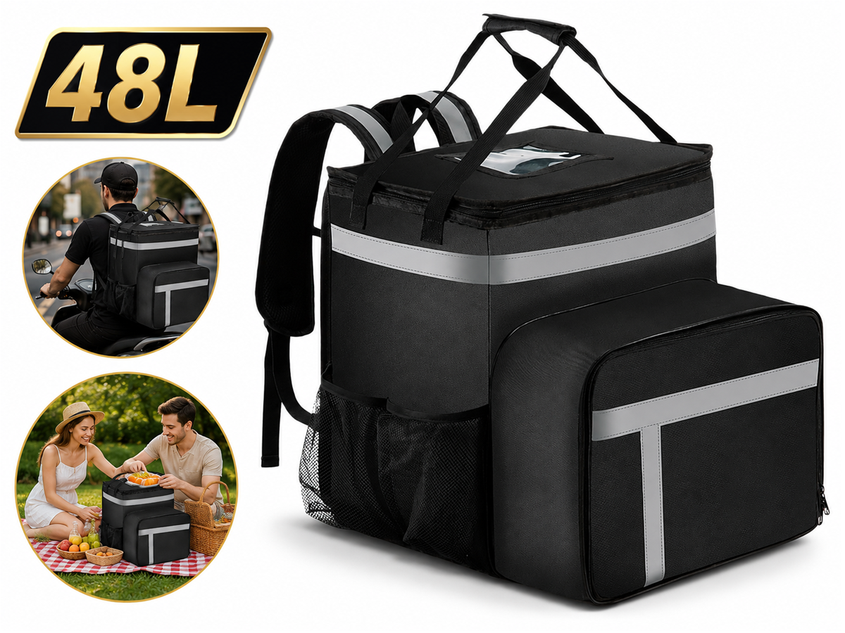 Insulated Food Delivery Backpack Expandable Leakproof Waterproof Delivery Bag for Pizza