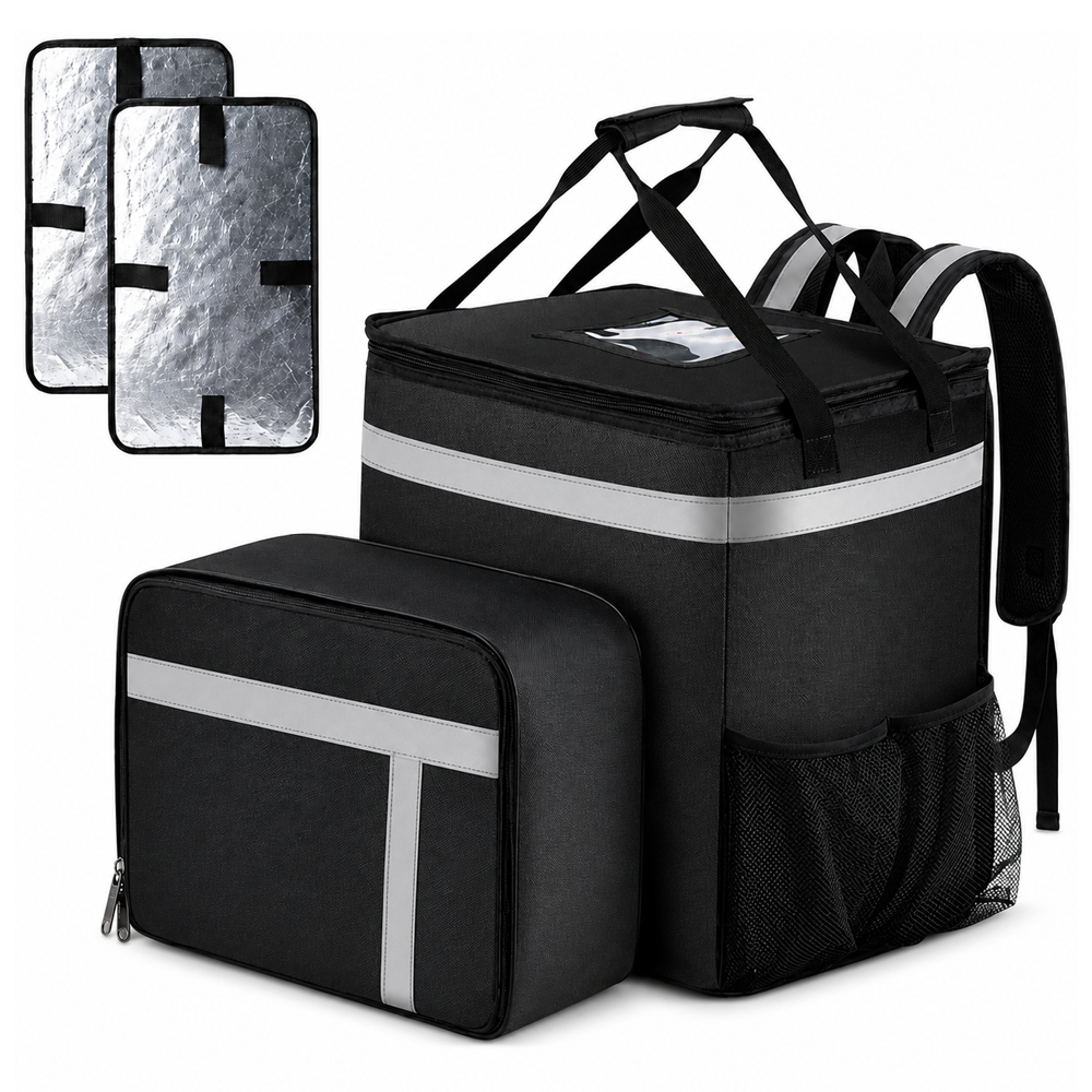 Insulated Food Delivery Backpack Expandable Leakproof Waterproof Delivery Bag for Pizza