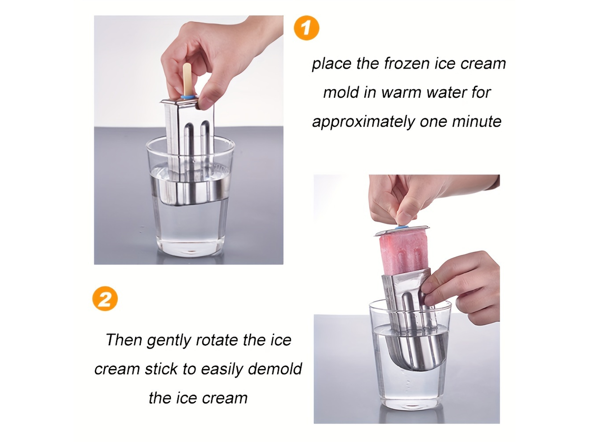 Stainless Steel Popsicle Mould Set 6 Cavity BPA Free Ice Lolly Maker with 50 Sticks