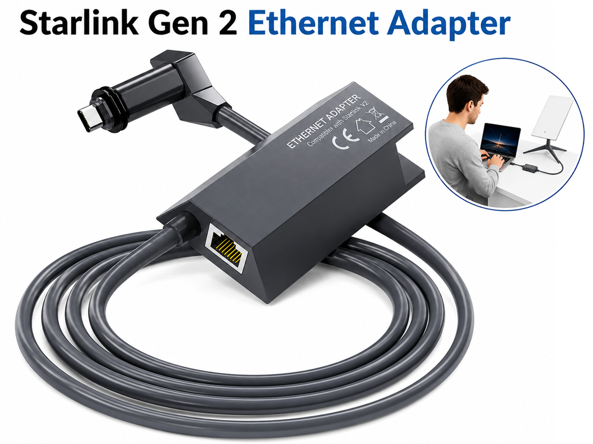 Starlink Gen 2 Ethernet Adapter Wired Network Adapter for Starlink Rectangular Dish