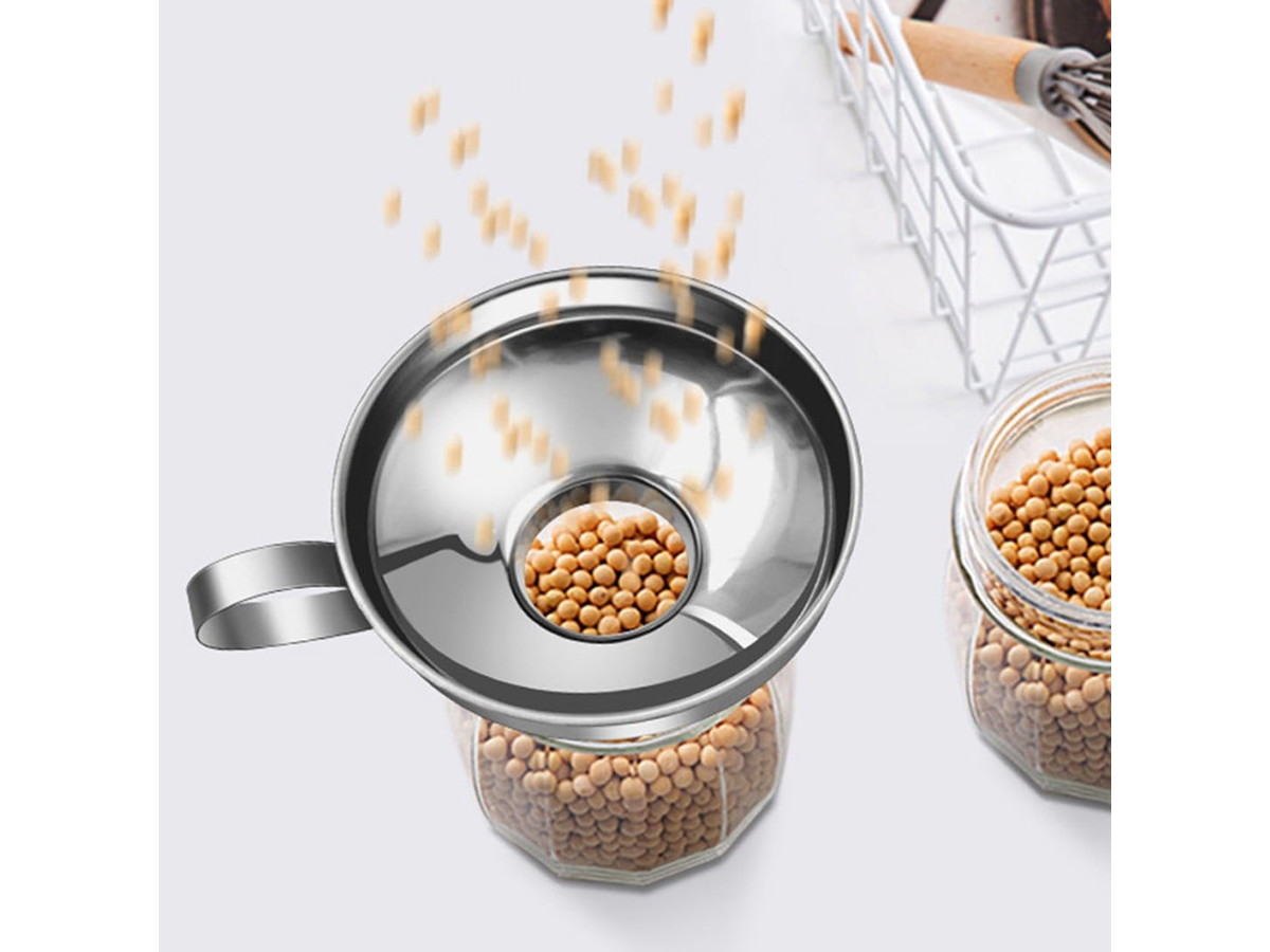 Canning Funnel Set 4PCS Stainless Steel Kitchen Funnels with Preserving Jar Clip