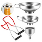 Canning Funnel Set 4PCS Stainless Steel Kitchen Funnels with Preserving Jar Clip