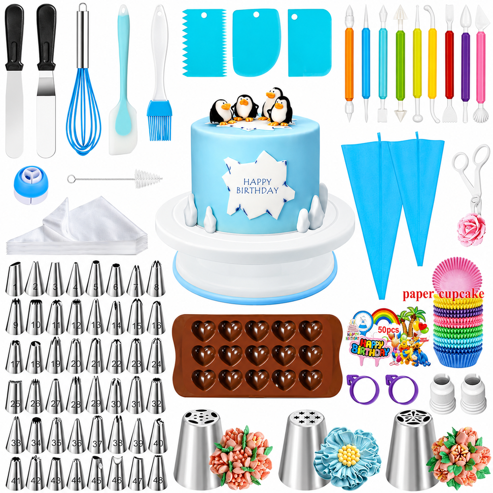 Cake Decorating Kit 290PCS with Rotating Turntable