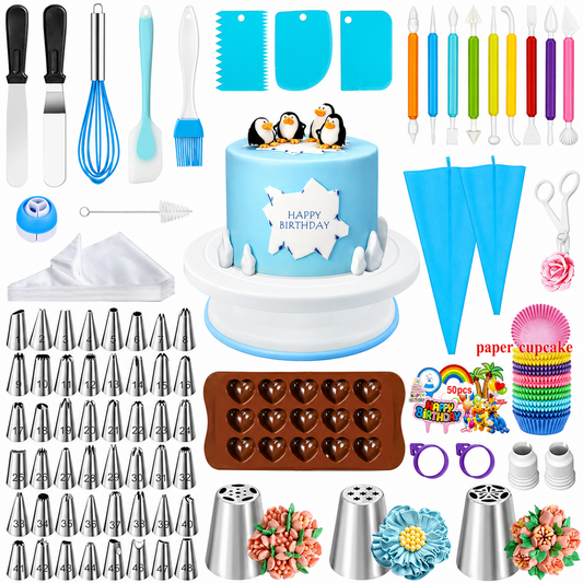 Cake Decorating Kit 290PCS with Rotating Turntable