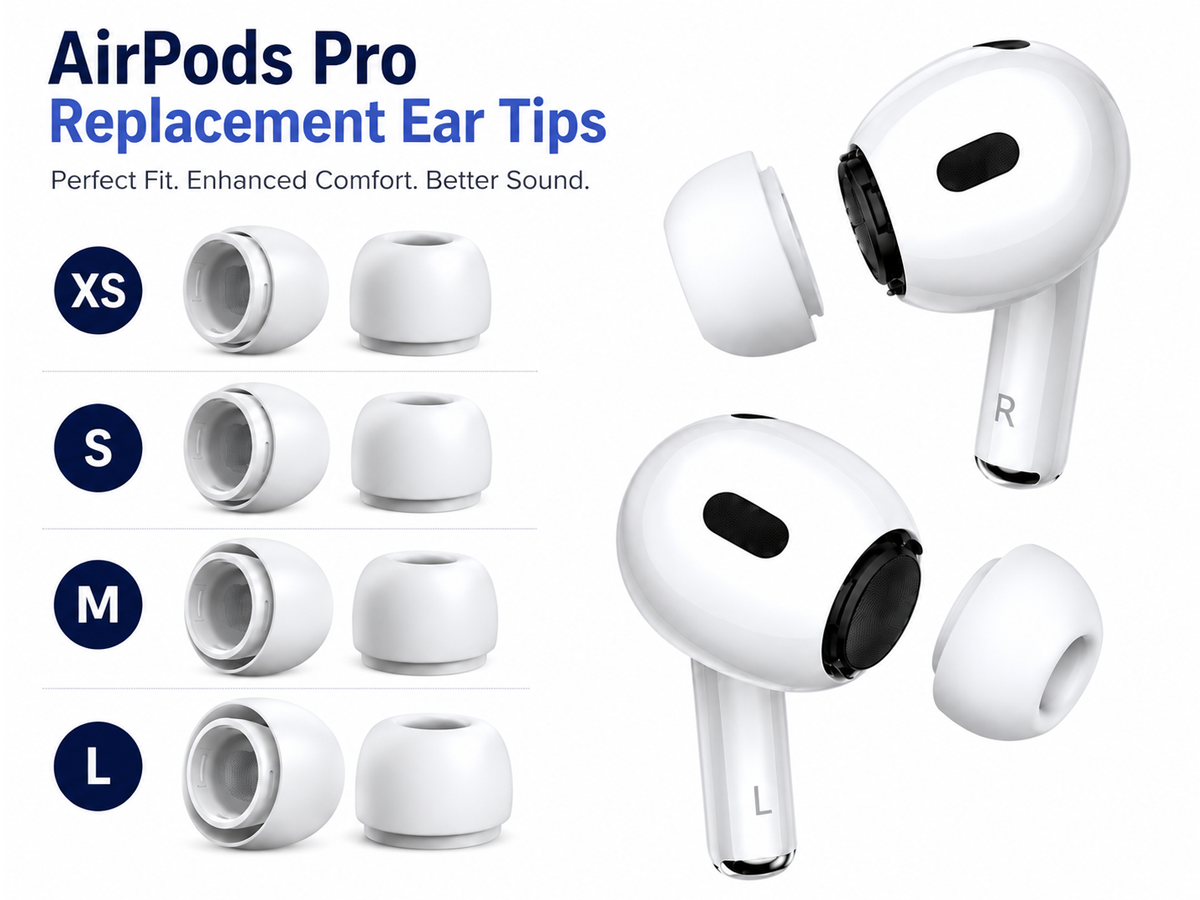 Replacement Ear Tips for AirPods Pro & AirPods Pro 2nd Generation Silicone Ear Tips with Noise Reduction & Storage Box