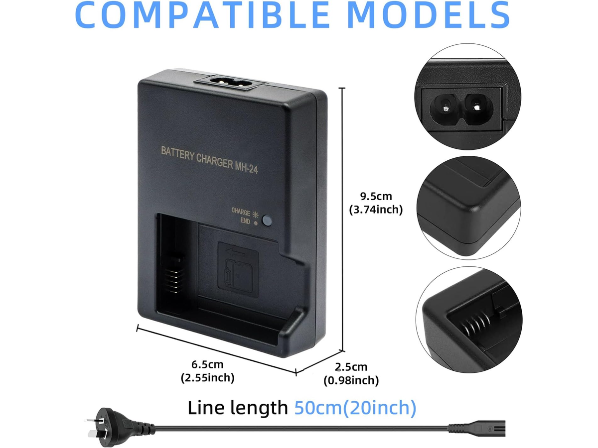 Battery Charger for Nikon MH-24 Compatible with EN-EL14 and EN-EL14A Batteries