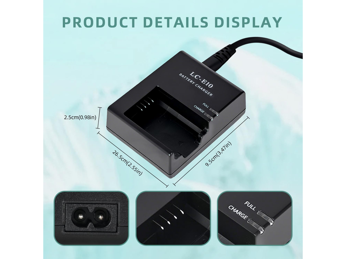 Battery Charger for Canon LP-E10 Compatible with EOS Rebel and DSLR Cameras