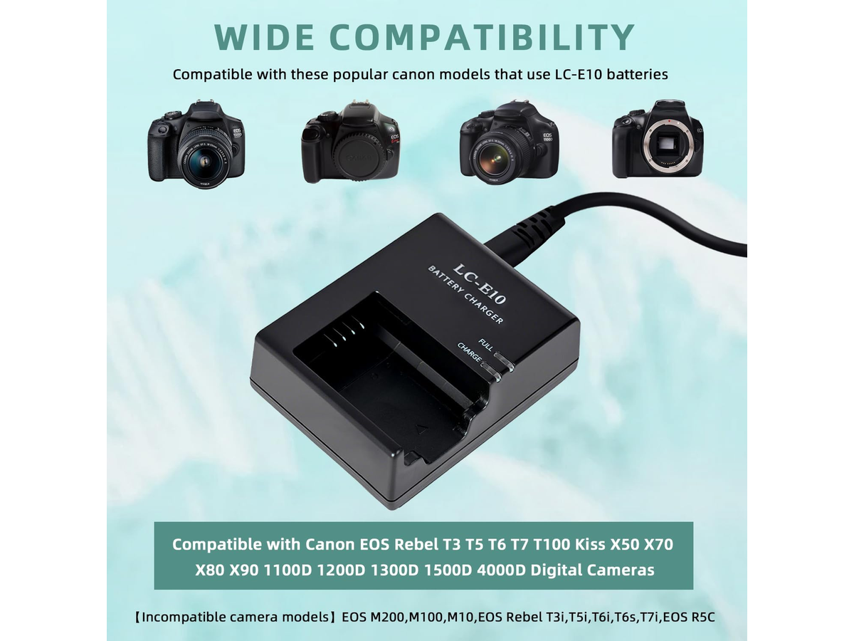 Battery Charger for Canon LP-E10 Compatible with EOS Rebel and DSLR Cameras