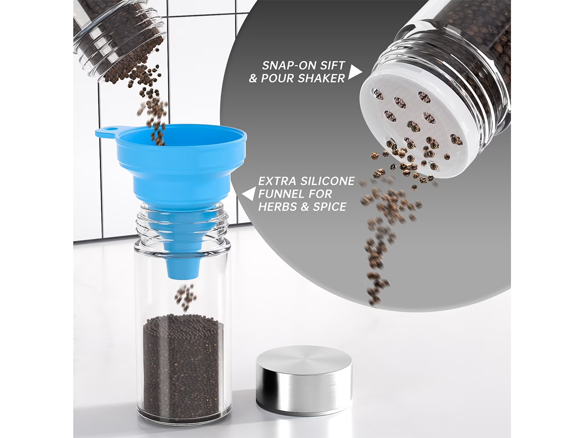 Spice Rack Stand Carousel 16 Jar Rotating Stainless Steel Spice Organizer with Glass Jars, Labels, Funnel & Pen