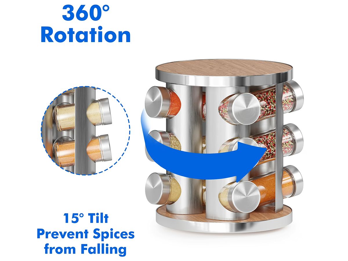 Spice Rack Stand Carousel Rotating Spice Rack Stand Glass 12 Jars