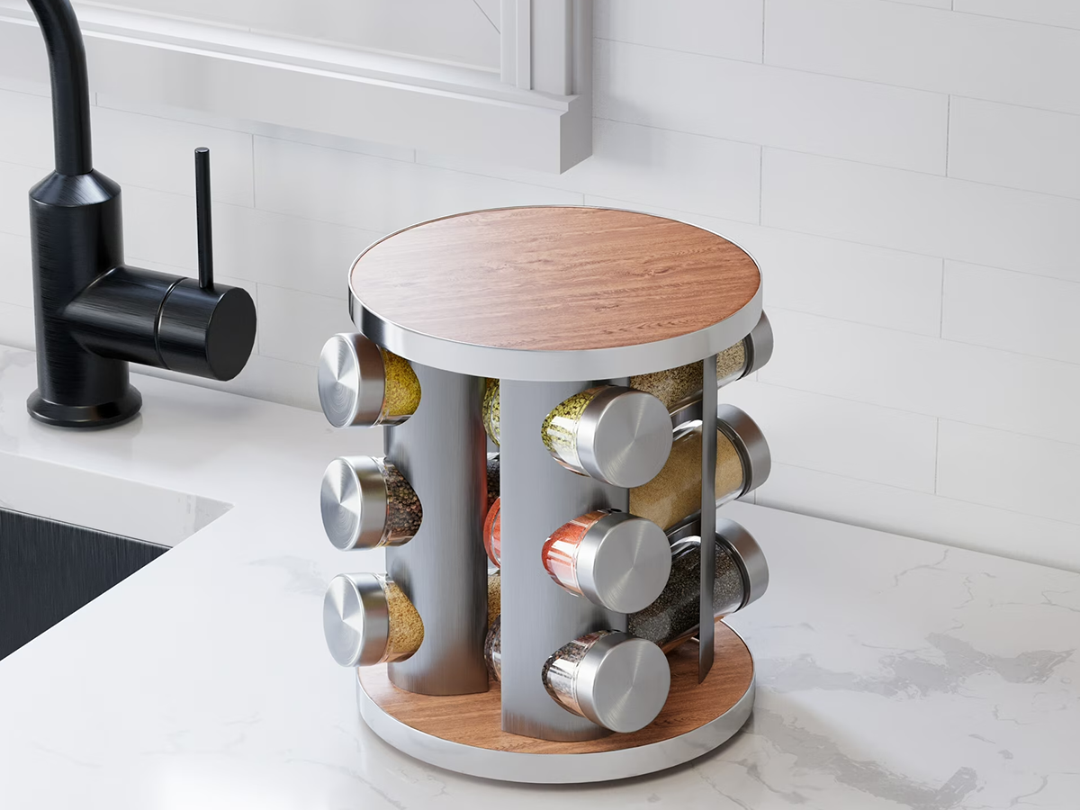 Spice Rack Stand Carousel Rotating Spice Rack Stand Glass 12 Jars