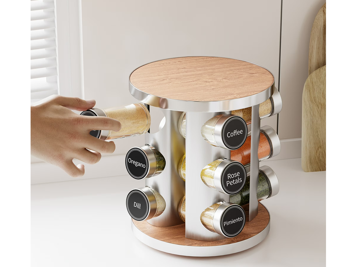 Spice Rack Stand Carousel Rotating Spice Rack Stand Glass 12 Jars