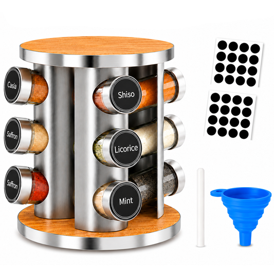 Spice Rack Stand Carousel Rotating Spice Rack Stand Glass 12 Jars