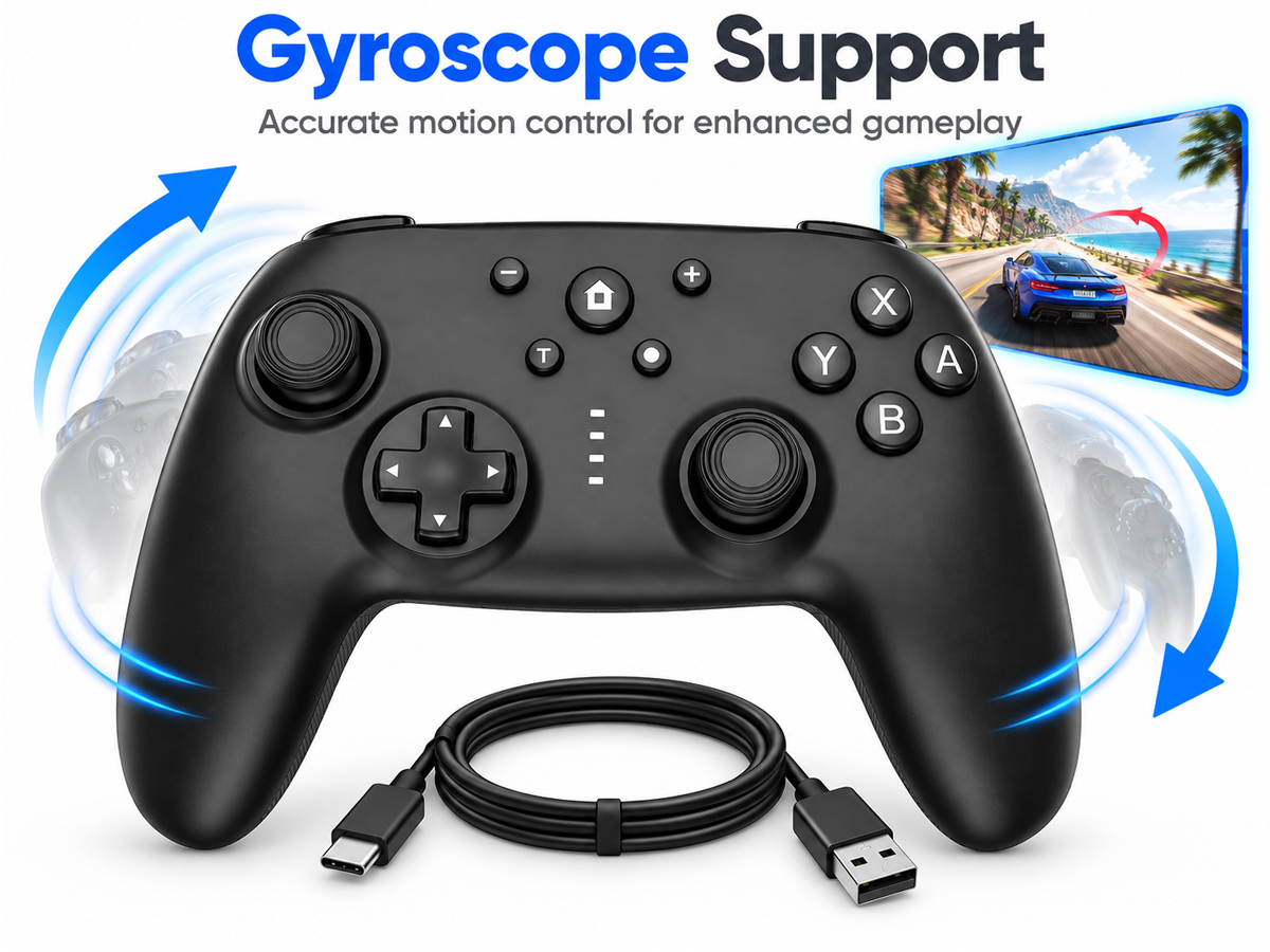 Wireless Game Controller for Switch OLED Lite Gyroscope Turbo Dual Motor Rechargeable