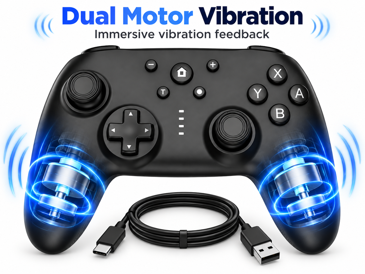 Wireless Game Controller for Switch OLED Lite Gyroscope Turbo Dual Motor Rechargeable