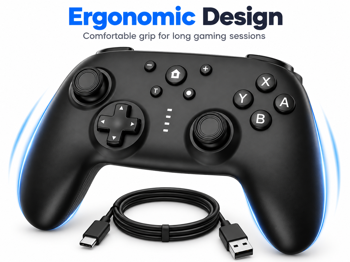 Wireless Game Controller for Switch OLED Lite Gyroscope Turbo Dual Motor Rechargeable