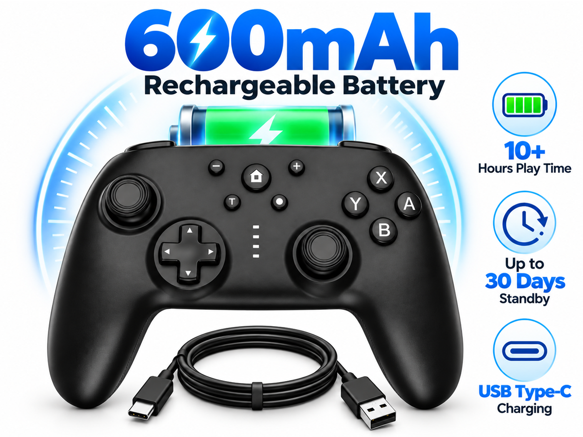 Wireless Game Controller for Switch OLED Lite Gyroscope Turbo Dual Motor Rechargeable