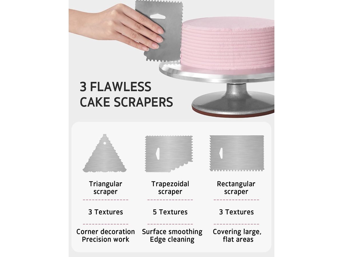 Cake Decor Set 250 Piece Baking Kit with Aluminum Turntable and Piping Accessories