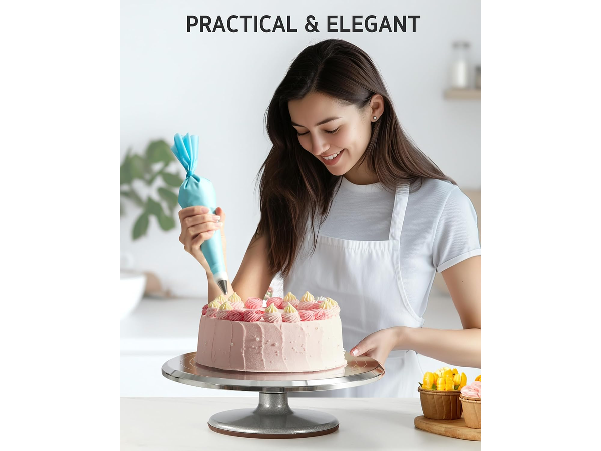 Cake Decor Set 250 Piece Baking Kit with Aluminum Turntable and Piping Accessories