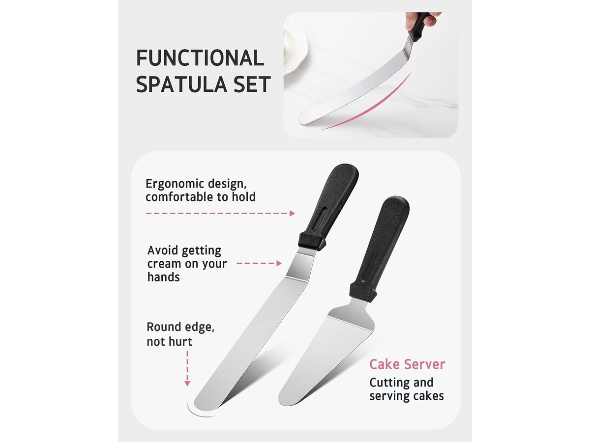 Cake Decor Set 250 Piece Baking Kit with Aluminum Turntable and Piping Accessories