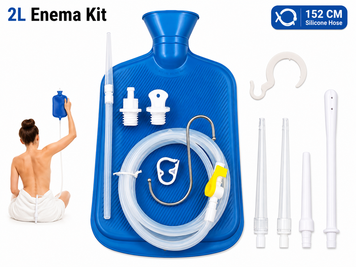 Reusable Enema Kit with 152 cm Silicone Hose 5 Multi-Size Tips