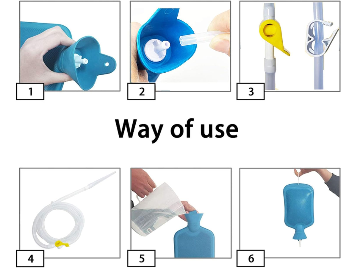 Reusable Enema Kit with 152 cm Silicone Hose 5 Multi-Size Tips