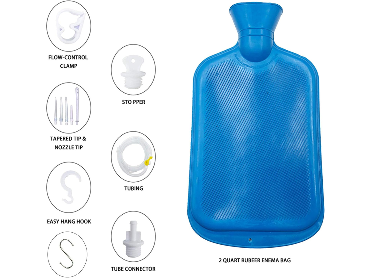 Reusable Enema Kit with 152 cm Silicone Hose 5 Multi-Size Tips