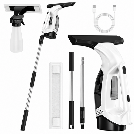 Electric Window Cleaner Cordless Window Vacuum Squeegee with Extension Pole