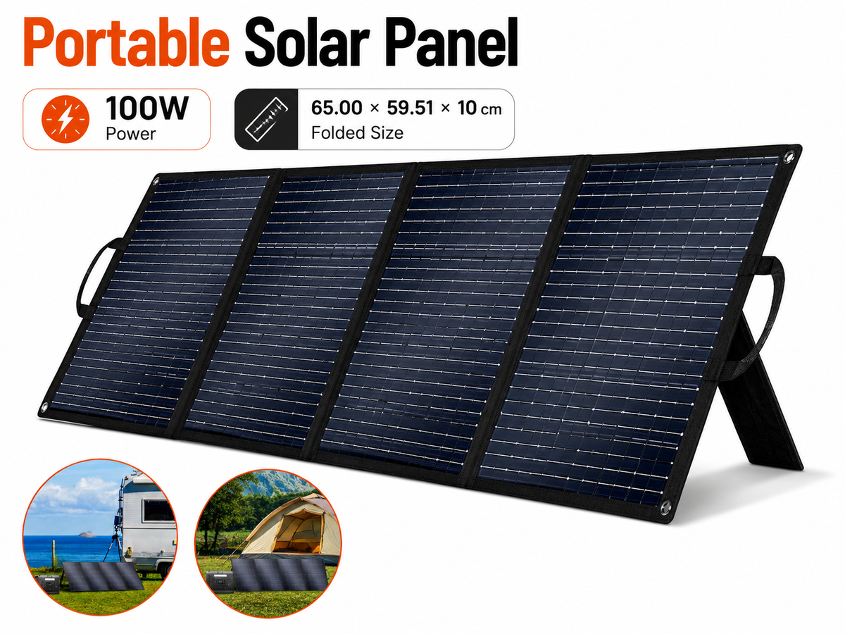 Portable Solar Panel 100W Foldable Solar Charger with Adjustable Kickstands