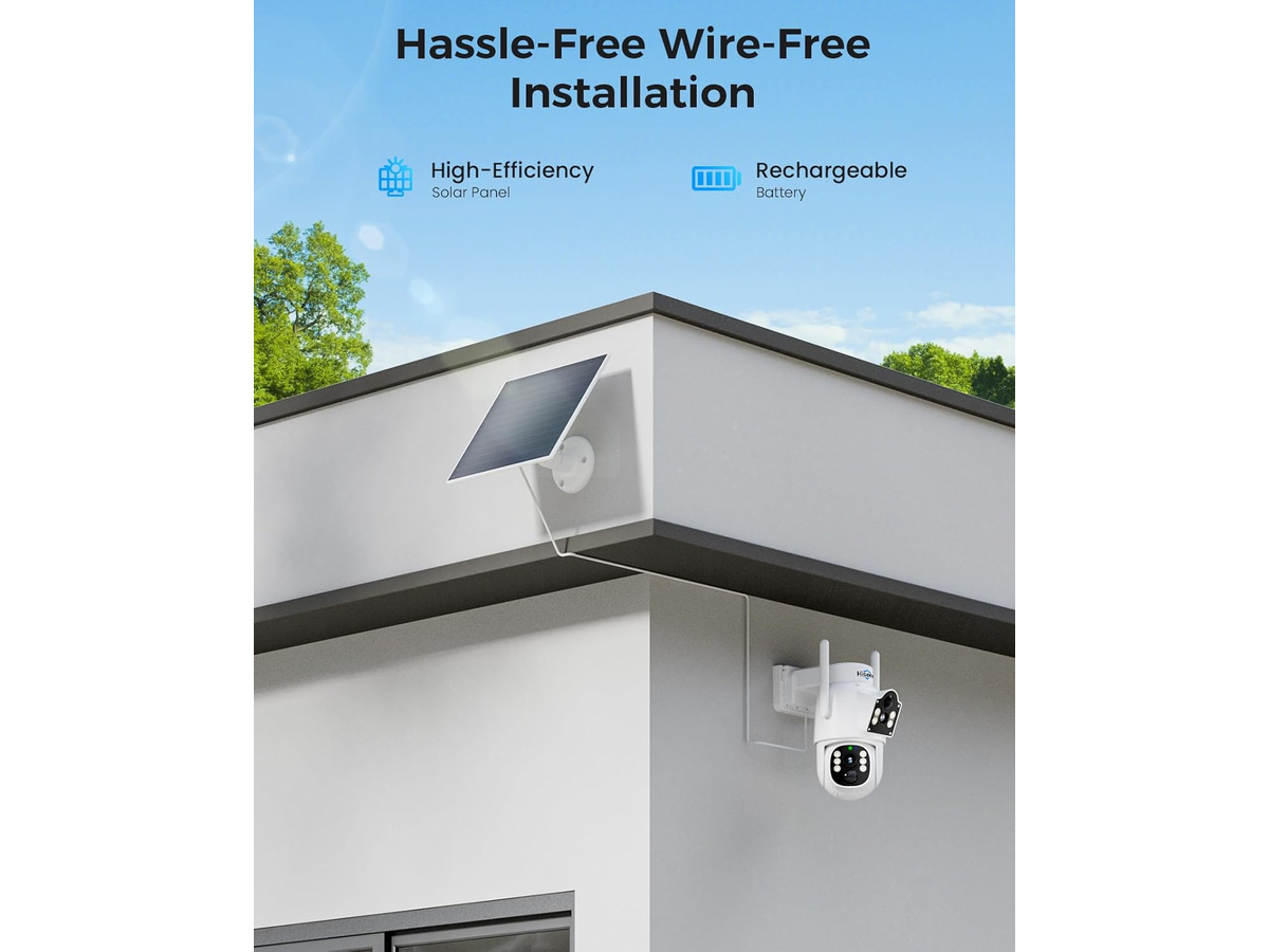 Auto Tracking Wireless Solar Security Camera 4MP Dual Lens