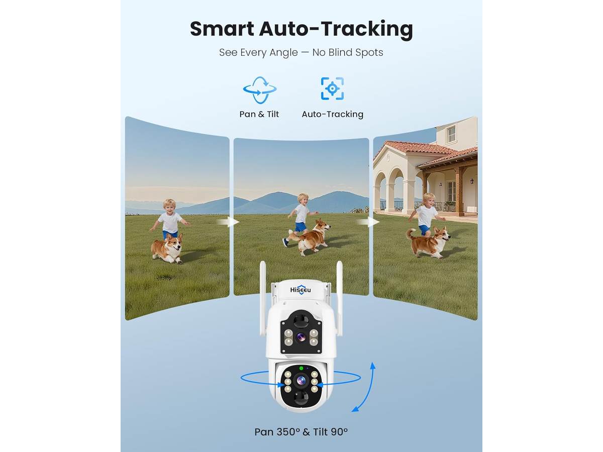Auto Tracking Wireless Solar Security Camera 4MP Dual Lens