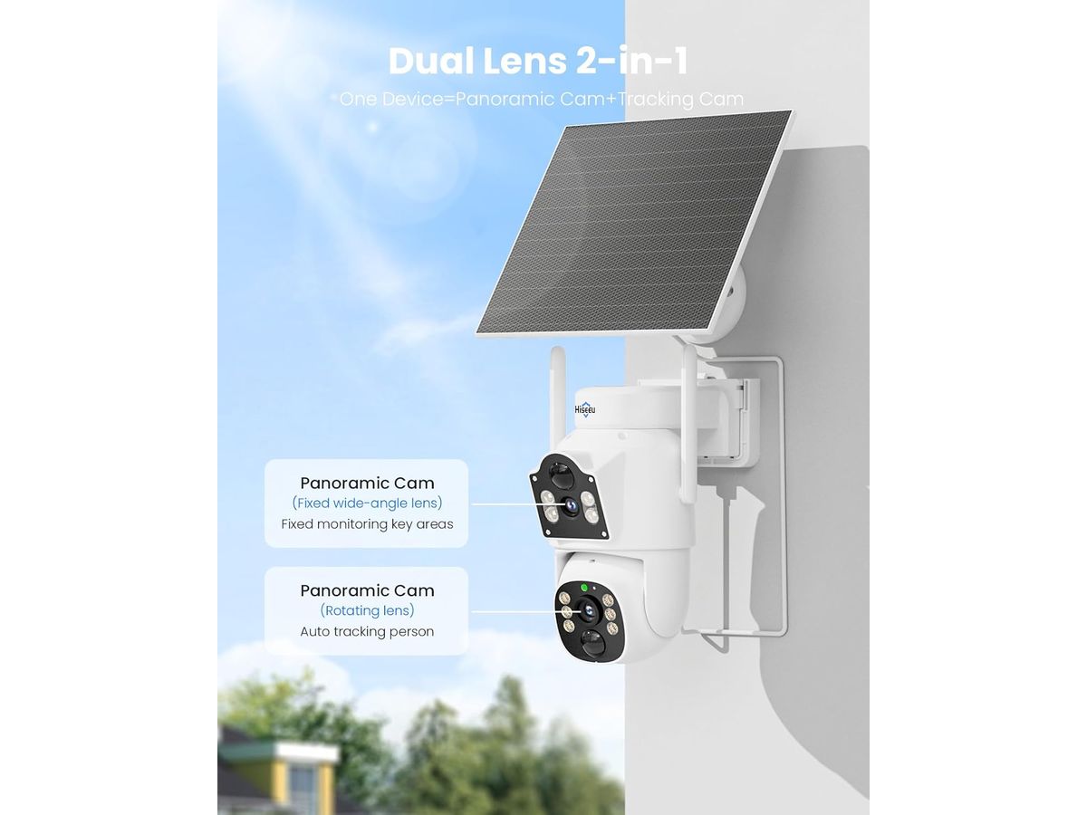 Auto Tracking Wireless Solar Security Camera 4MP Dual Lens
