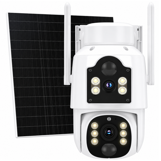 Auto Tracking Wireless Solar Security Camera 4MP Dual Lens