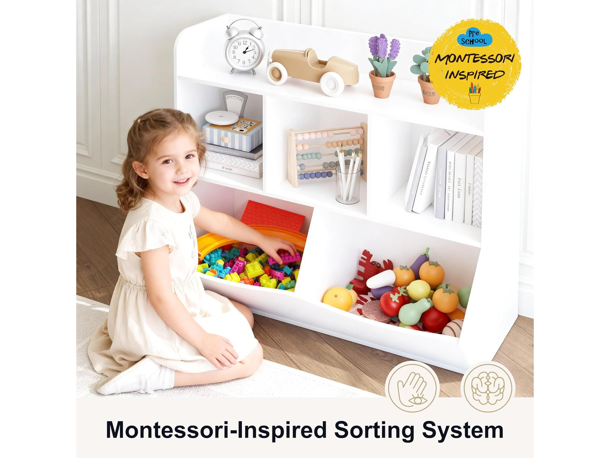 Toy Storage Organizer Bookcase 5 Cubby Multi Shelf Storage Cabinet