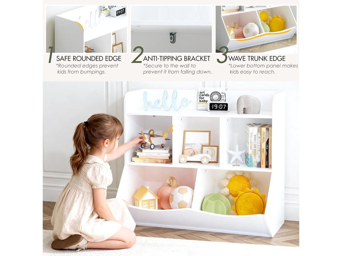 Toy Storage Organizer Bookcase 5 Cubby Multi Shelf Storage Cabinet