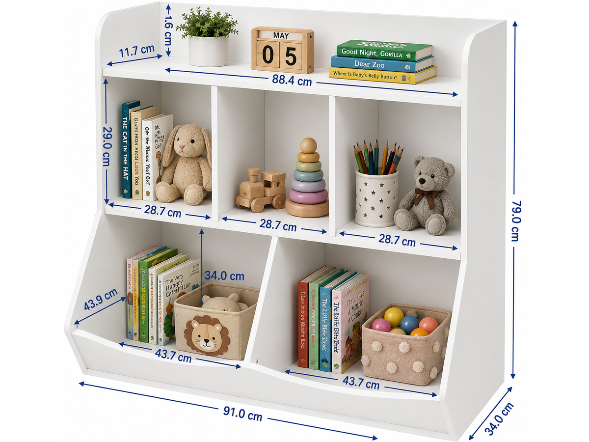 Toy Storage Organizer Bookcase 5 Cubby Multi Shelf Storage Cabinet