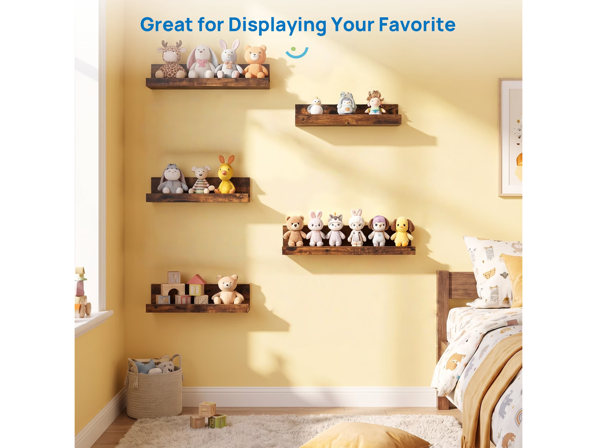 Wall Shelf Floating Shelves Set of 5 Rustic Brown U Shaped MDF Display Storage Shelves
