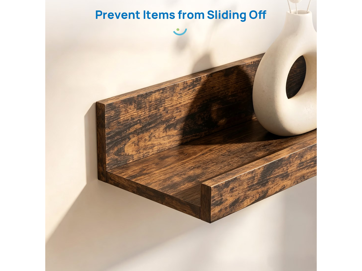 Wall Shelf Floating Shelves Set of 5 Rustic Brown U Shaped MDF Display Storage Shelves